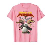 Kung Fu Panda Group Shot Action Portrait Movie Logo Camiseta, Hombre, Rosado, S