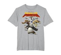 Kung Fu Panda Group Shot Action Portrait Movie Logo Camiseta, Hombre Tallas Grandes, Gris Jaspeado, 2X Alto
