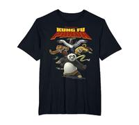 Kung Fu Panda Group Shot Action Portrait Movie Logo Camiseta, Hombre Tallas Grandes, Negro, 5X Alto