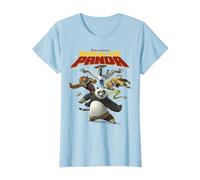 Kung Fu Panda Group Shot Action Portrait Movie Logo Camiseta, Mujer, Azul Bebé, L