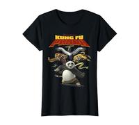Kung Fu Panda Group Shot Action Portrait Movie Logo Camiseta, Mujer, Negro, M