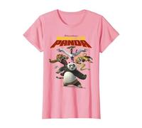 Kung Fu Panda Group Shot Action Portrait Movie Logo Camiseta, Mujer, Rosado, XL