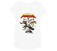 Kung Fu Panda Group Shot Action Portrait Movie Logo Camiseta, Niñas, Blanco, XS