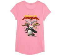 Kung Fu Panda Group Shot Action Portrait Movie Logo Camiseta, Niñas, Rosado, M