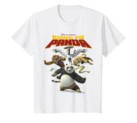 Kung Fu Panda Group Shot Action Portrait Movie Logo Camiseta, Niños, Blanco, 8 años