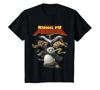 Kung Fu Panda Group Shot Action Portrait Movie Logo Camiseta, Niños, Negro, 8 años
