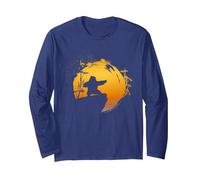 Kung Fu Panda Po Tai Chi Sunset Silhouette Manga Larga, Unisex para Adultos, Azul Marino, M