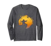 Kung Fu Panda Po Tai Chi Sunset Silhouette Manga Larga, Unisex para Adultos, Jaspeado Oscuro, XXL