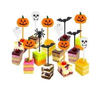 kungfu Mall 100 piezas de Halloween Cupcake Toppers Cake Fruit Topper Decoración Picks con fantasma calabaza linterna esqueletos para niños Halloween fiesta temática