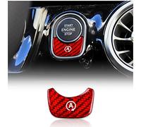 KUNGKIC Auto Motor Start Stop Botón Interruptor de encendido de fibra de carbono pegatinas decorativas para interiores compatibles con Mercedes Benz Clase A W177 GLB X247 CLA AMG W247 Accesorios(Rojo)