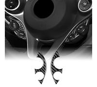 KUNGKIC Fibra de Carbono Coche Volante Crucero Botón Trim Marco del Botón del Volante Interior Adhesivo Compatible con Mercedes Benz Smart 453 Fortwo Forfour 2016-2024 Accesorios, Negro