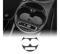 KUNGKIC Para Abarth 595 695 Fiat 500 2016-2024 Auto Consola Central Palanca Cambio Portavasos Soporte Tazas Panel Decorativo Adhesivo Fibra Carbono Accesorios Interior Regalo (Negro)