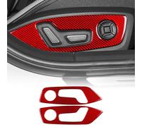 KUNGKIC Para Audi A5 S5 2025 2026 para Audi Q3 F3 2019-2025, fibra de carbono, asientos delanteros de coche, botones de ajuste, revestimiento decorativo para el interior, accesorios, regalo (rojo)