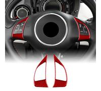 KUNGKIC Para Fiat 500 2008-2015 Abarth 595 2012-2015 Marco del volante del coche Botón del volante Marco de fibra de carbono Adhesivo decorativo Accesorios interiores Regalo,Rojo