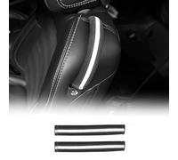 KUNGKIC Para Ford Mustang 2015-2025 Juego de fundas para cinturón de seguridad, cojín de protección, franela de cuero, accesorios de decoración interior, 2 piezas (blanco)