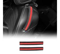 KUNGKIC Para Ford Mustang 2015-2025 Juego de fundas para cinturón de seguridad, cojín de protección, franela de cuero, accesorios de decoración interior, 2 piezas (rojo)