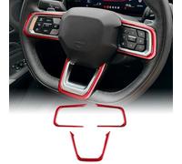 KUNGKIC Para Ford Mustang 2024 2025 Fibra de Carbono Volante de Coche Tira de Botones Embellecedor de Marco de Botón del Volante Pegatinas Decorativas Accesorios de Interior Regalo (Rojo)