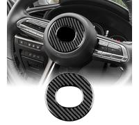 KUNGKIC Para Mazda 3 Axela 2019-2024 Accesorios Fibra de Carbono Cubierta del Volante Cubierta del Volante Central Marcador decorativo Interior Auto Parts Regalo (Negro)