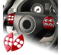 KUNGKIC Para Mercedes-Benz SLK R171 2004 2005 2006 2007 2008 2009 2010 Marco de Volante de Fibra de Carbono, Marco de Botones de Volante Decorativo, Adhesivo para Interior, Accesorio, Regalo (Rojo)