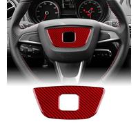 KUNGKIC Para Seat Ibiza 6J 2009 2010 2011 2012 2013 2014 Accesorios Cubierta de Volante de Carbono Adhesivo de Marcador Central del Volante Pieza Decorativa para Interior de Coche Regalo (Rojo)