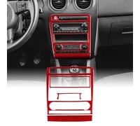 KUNGKIC Para Seat Ibiza 6L 2003-2008 Fibra de Carbono Coche Central Aire Acondicionado Panel de Control Marco Decorativo Interior Pegatinas Accesorios, Regalo, Con Pantalla (Rojo)