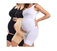 KUNINDOME Faja moldeadora de maternidad sin costuras, evita rozaduras en los muslos, soporte para el vientre, S-5XL, Nude + Negro + Blanco Puro, Large