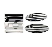 KUNIO 1 Pieza Bandera Americana Parrilla Delantera Trasera Insignia del portón Trasero Compatible con Ford F150 F250 F350 Edge Ranger Explorer Insignia Pegatina para Nombre Insignia 23 cm Plata