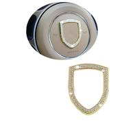 KUNIO Bling Volante Logo Cover compatible con Porsche para Cayenne para Pa Auto Volante Decoración Emblema Pegatina DIY Volante Pegatinas Pegatinas Cristal Rhinestone Accesorios Oro