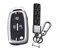 KUNIO Funda de llave para Volvo DAF 106 CF Euro 6 2022 XG XF Camión Aleación de Zinc Llave de Coche Funda Protectora Llavero para Llave Plegable 3 Botones A Plata