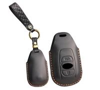 KUNIO Funda de piel para llave Subaru Outback XV Forester S5 E-Boxer Legecy para Toyota GR86 Llave de coche Protección hecha a mano llavero sin llave 3 botones Negro
