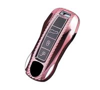 KUNIO Funda para Llave Compatible con Compatible con Porsche 911 971 9YA para Panamera Boxster Taycan Cayenne Llave Carcasa Llavero TPU Funda Llave Coche 3 Botones Rosa