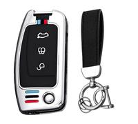 KUNIO Funda para Llave Compatible con Ford Fiesta Focus MK2 C-MAX B-MAX Eco Sport Escort Tourneo Courier Ecosport Funda de Llave Carcasa de Metal Funda para Llave Protector de Llaves B Plata