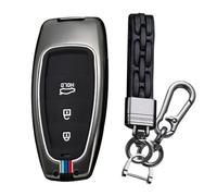 KUNIO Funda para Llave Compatible con Hyundai Tucson NX4 Ioniq 5 Santa Fe Nexo 2021 2022 2023, Carcasa metálica, Llavero con 3 Botones, Negro