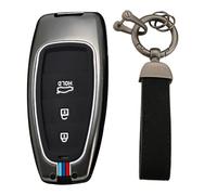 KUNIO Funda para Llave Compatible con Hyundai Tucson NX4 Ioniq 5 Santa Fe Nexo 2021 2022 2023, Carcasa de Metal, 3 Botones, Negro
