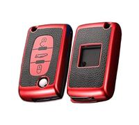 KUNIO Funda para Llave Compatible con Peugeot 207 307 407 308 607 3008 5008 para Citroen C3 C4 Picasso Berlingo DS3 Protector de Llaves TPU Funda para Llave 3 Botones Rojo C
