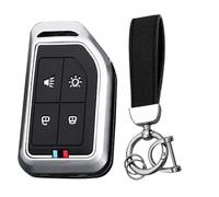 KUNIO Funda para llave compatible con Volvo CARGO 555 Camión FH16 FM FH EVRO 6 Truck Carcasa de Metal Carcasa Llavero, 4 Teclas Plata