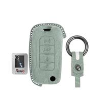 KUNIO Funda para llave de ante para Jeep Wrangler JL JLU Unlimited Sahara 4xe Gladiator JT JLU, funda para llave de coche con 4 botones, carcasa de llave plegable gris verde