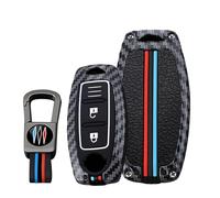 KUNIO Funda para llave de coche, compatible con Nissan Juke F16 Qashqai Pulsar Murano, llavero de fibra de carbono, 2 botones, funda para llave, negro A