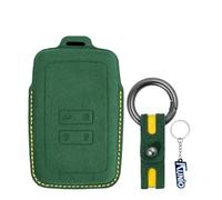 KUNIO Funda para llave de coche compatible con Renault Clio Sandero Captur Duster Jogger Austral Megane Scenic Espace Llavero 4 teclas Carcasa para llaves Verde