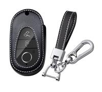 KUNIO Funda para llave de coche de piel sintética, apta para Mercedes Benz Clase C W206 GLC X254 EQE 350 GLC 300 4MATI Clase S W223 S300 2023 2024 Llavero 3 Botones Llavero A Negro