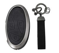 KUNIO Funda para llave de coche para Hyundai Ioniq 6 KONA Azera Santa Fe Hybrid Elantra Tucson Sonata 2023 2024 2025 Funda para llave de aleación+Cuero Protección Llavero 5/7 Teclas, B negro.