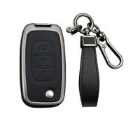 KUNIO Funda para llave plegable para Mercedes Smart Forfour 453 Fortwo 453 Cabriolet Coupe Citan Caja Mixto Aleación de Zinc Llave de Coche Protección Llavero 3 Botones A Negro
