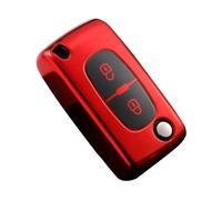 KUNIO Funda Protectora para Llave de Coche Compatible con Peugeot 207 307 407 308 607 3008 5008 para Citroen C3 C4 Picasso Berlingo DS3 Funda de TPU para Llave con 2 Botones Rojo D