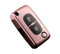 KUNIO Funda Protectora para Llave de Coche Compatible con Peugeot 207 307 407 308 607 3008 5008 para Citroen C3 C4 Picasso Berlingo DS3 Funda de TPU para Llave de Llave con 2 Botones Rosa D