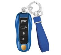 KUNIO Llavero compatible con Porsche 911 958 981 991 718 Panamera Cayenne Macan Funda para llave de coche 3 4 teclas ABS Funda para llave Accesorios Azul iridiscente