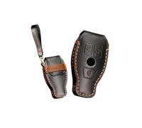 KUNIO Llavero para Llave de Coche Compatible con Mercedes Benz A B C E S G R Clase AMG CLA GLC GLA GLK CLK GLE SLK GLS W204 W211 W164 Funda de Piel para Llave con Llavero Negro