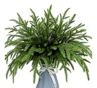 Kunjocy 24 ramas de pino norfolk de Navidad, 39 cm, ramas artificiales de pino verde, pequeñas ramitas para Navidad, manualidades, guirnaldas, decoración del hogar