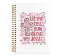 kunlisa Cuaderno de espiral, cristiano, color pastel, 5.5 x 8.3 pulgadas, diario de oración para adolescentes, niñas, mujeres, Let Me Tell You About My Jesus, libro de tapa dura para estudio, estudio