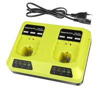 KUNLUN P117 Cargador para Ryobi Batería 18V, Cargador de Repuesto de 2 Puertos para Ryobi One+ P108 P107 P104 P105 P102 P103 P117 y Compatible con Ryobi Batería de Iones de Litio/Ni-Mh