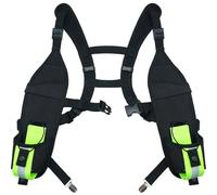 KUNN Funda universal para arnés de radio doble con bolsillo reflectante, soporte de radio bidireccional para Motorola, Baofeng, Walkie Talkie con correa ajustable en el pecho para SAR, policía